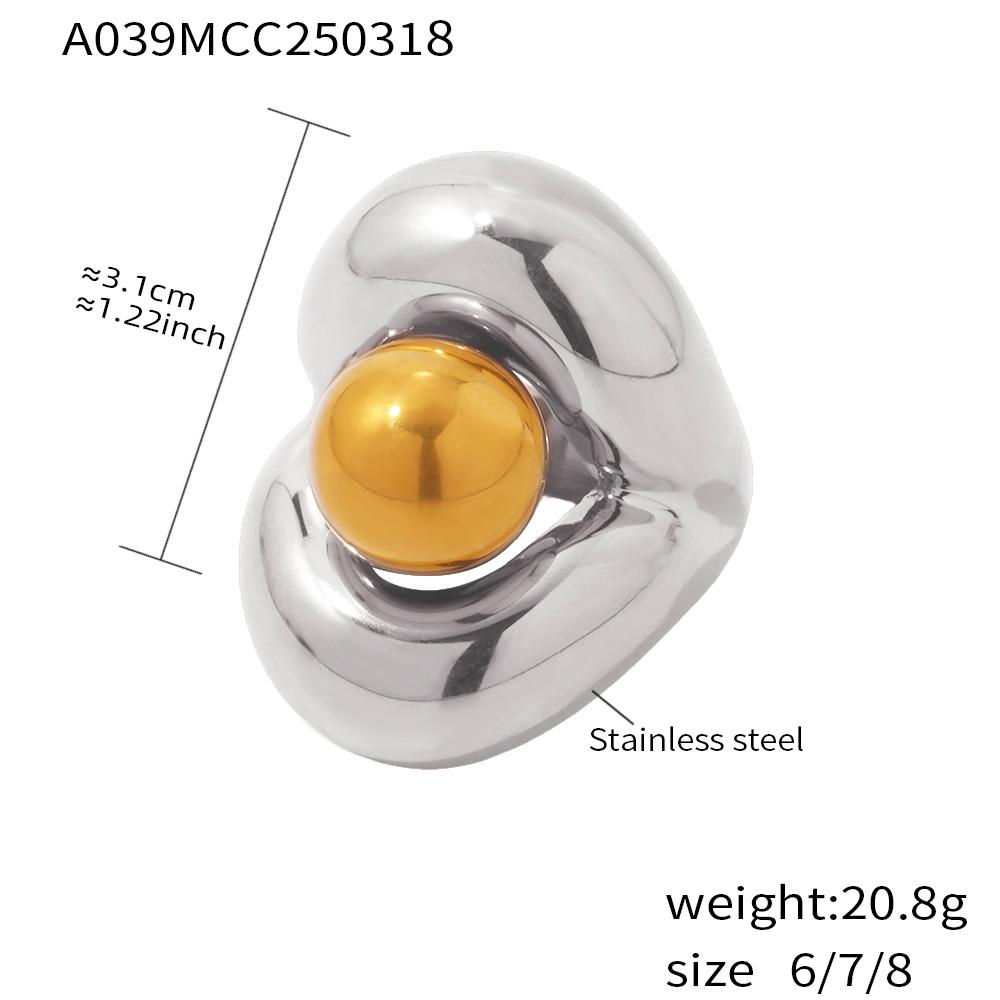 Hyperbole Two-tone Stainless Steel Chunky Rings For Women 18k Gold Plated copper Color Hip Hop Rock Style Women's Large Ring