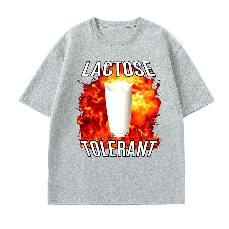 Laktoseintolerant Lustiges Meme T-Shirt Unisex Damen Freizeit Druck Locker Kurzärmlig Unisexs Damen T-Shirts Kleidung Tops Sommer