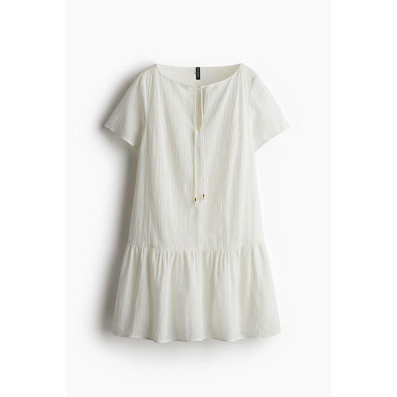 

HM Dress Summer 2025 New Fashion Women s Clothing Flared Hem Cotton Dress 1291967 White 170/104(L)