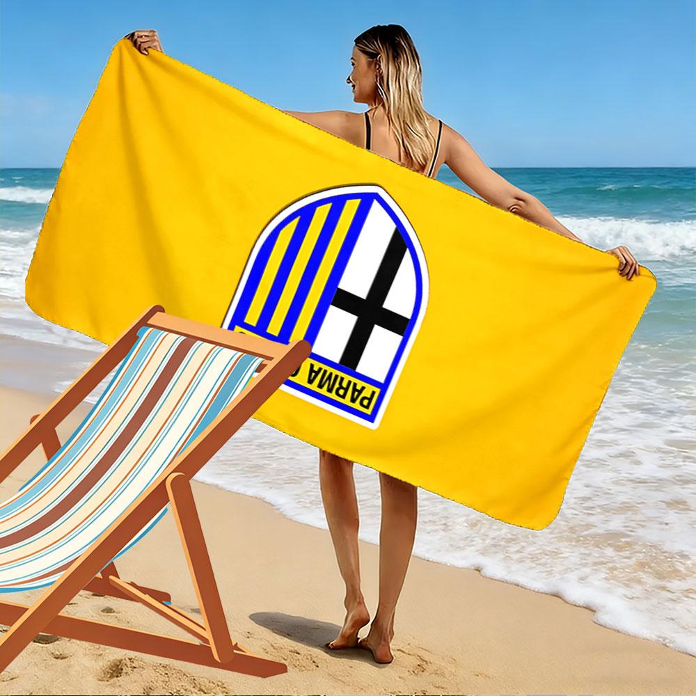 Giant Beach Towel with Parma Calcio Italian Club Badge, Ultra Soft Quick Dry Microfiber, Fade Resistant, for Pool Beach Vacation