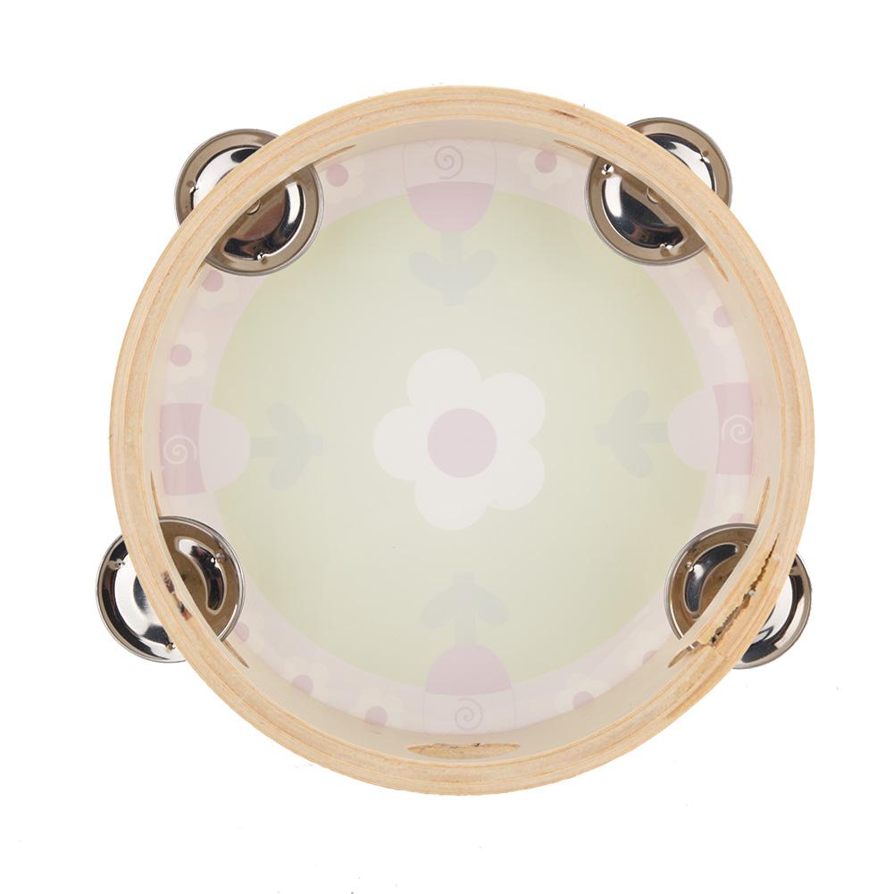 15cm Wooden Handheld Tambourine Hand Drum Bell Musical Percussion Instrument Toy Gift(3#)