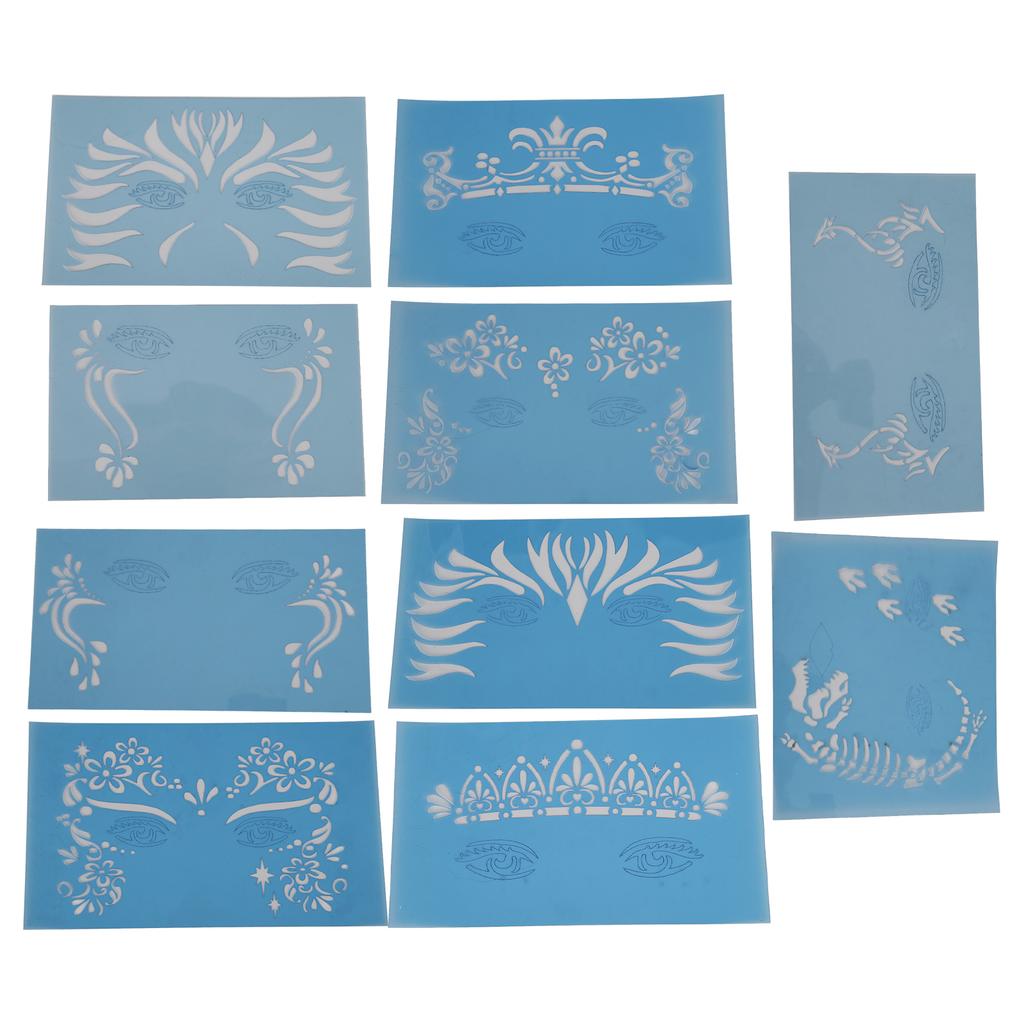 10 Blatt Gesichtsbemalung Schablone PET Feiertag Halloween Make-up Gesichtsbemalung Vorlage für Bühnenauftritt