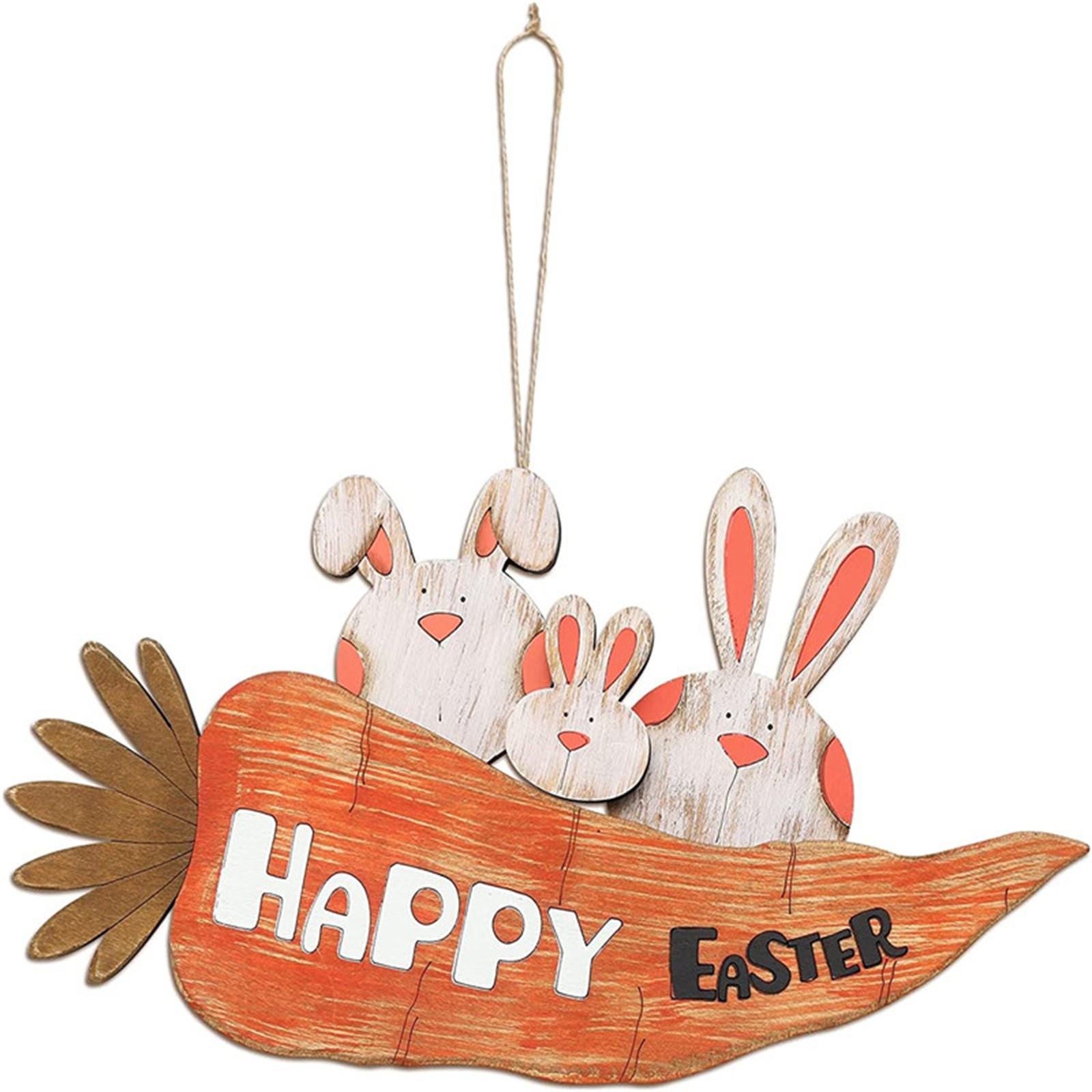 

Easter Three Rabbits Radish Door Plate Decoration Happy Spring Listing Decoration оранжевый