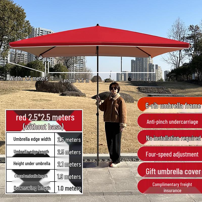 Large Outdoor Commercial Parasol - Thickened Square Patio Umbrella Tent