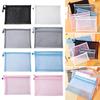 Paper Organizer Zipper Pencil Case Large Capacity Transparent Mesh File Folder Double Pocket