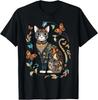 Cat Colorful Floral Patterns Vintage Flowers Art Cat Lover T-Shirt