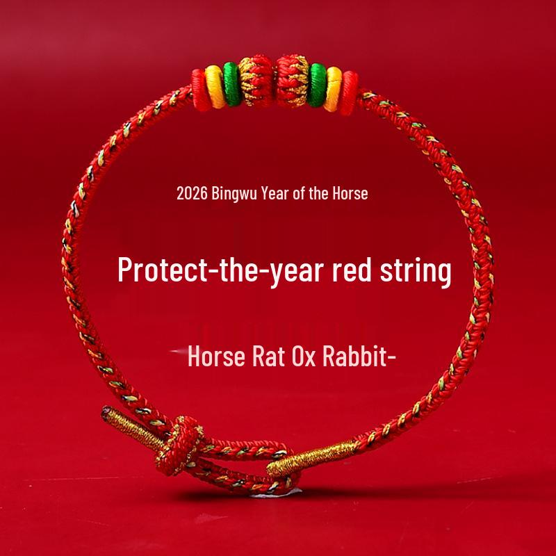 2026 Year of the Horse Red String Bracelet - Zodiac Benming Buddha Woven Rope for Men and Women