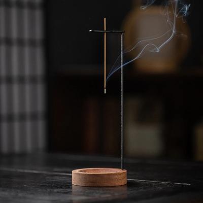 Zen-Style Wooden Upside Down Incense Burner - Unique Smoke-Flow Design Handcrafted Home Decor for Bedroom/Yoga Meditation & Gift