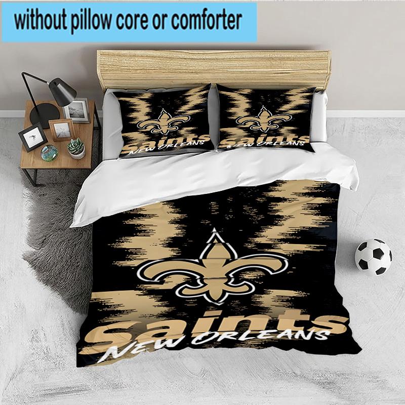 Orleans Saints Logo Bedding Set 3pcs, High Quality Bedding Set Including 1pc Duvet Cover And 2pcs Pillowcases for Bedroom, Dormitory Gift