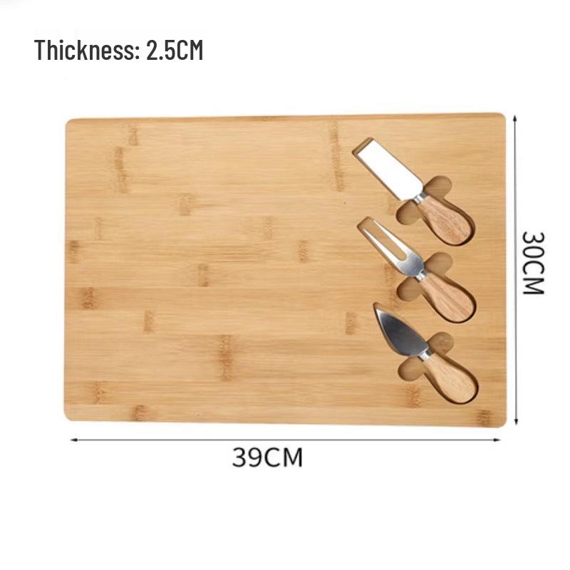 Bamboo Cheese Board with Knife Set and Drawer Tray