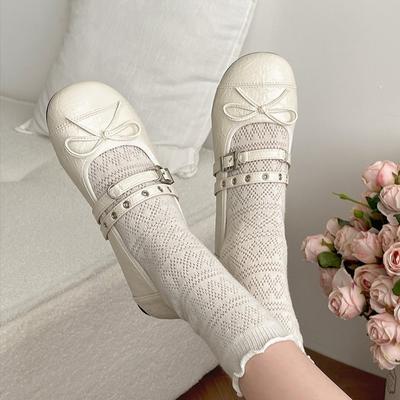 Mode et légères chaussures plates rouges à bouche française pour femmes 2025 nouveau printemps jupe chaussures Mary Jane