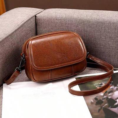 Oil Wax Leather New Simple Women's Summer Slant Bag High End Shoulder Bag Versatile and Fashionable Small Bag
