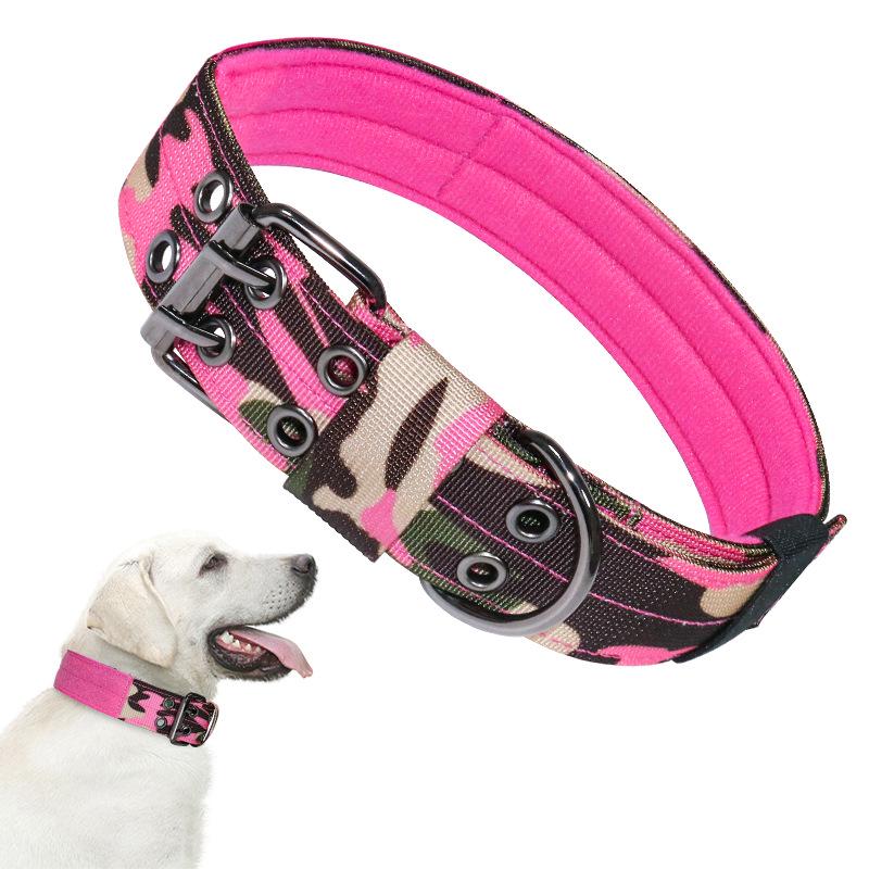 Taktisches reflektierendes Lederhalsband für Hunde im amerikanischen Stil für mittlere und große Hunde – Bissfestes und würgefestes Design