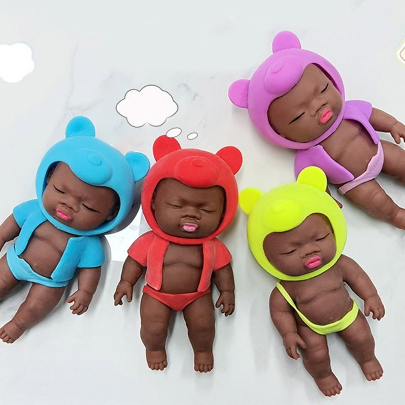 Squeeze African/Caucasian Doll Toy Stretch Doll Soft Stress Relieve Party Gift Pressure Release Office Anxiety Toy