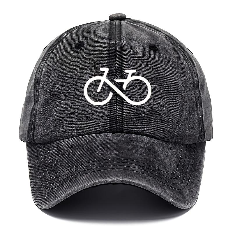

Vintage bicycle printed baseball cap with white geometric design for running, hiking, and casual street style Adjustable