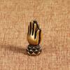 Retro Antique Handmade Brass Buddhism Praying Buddha Hand with Lotus Base Copper Desk Decor Mini Hand Pray Figurines Home Decor