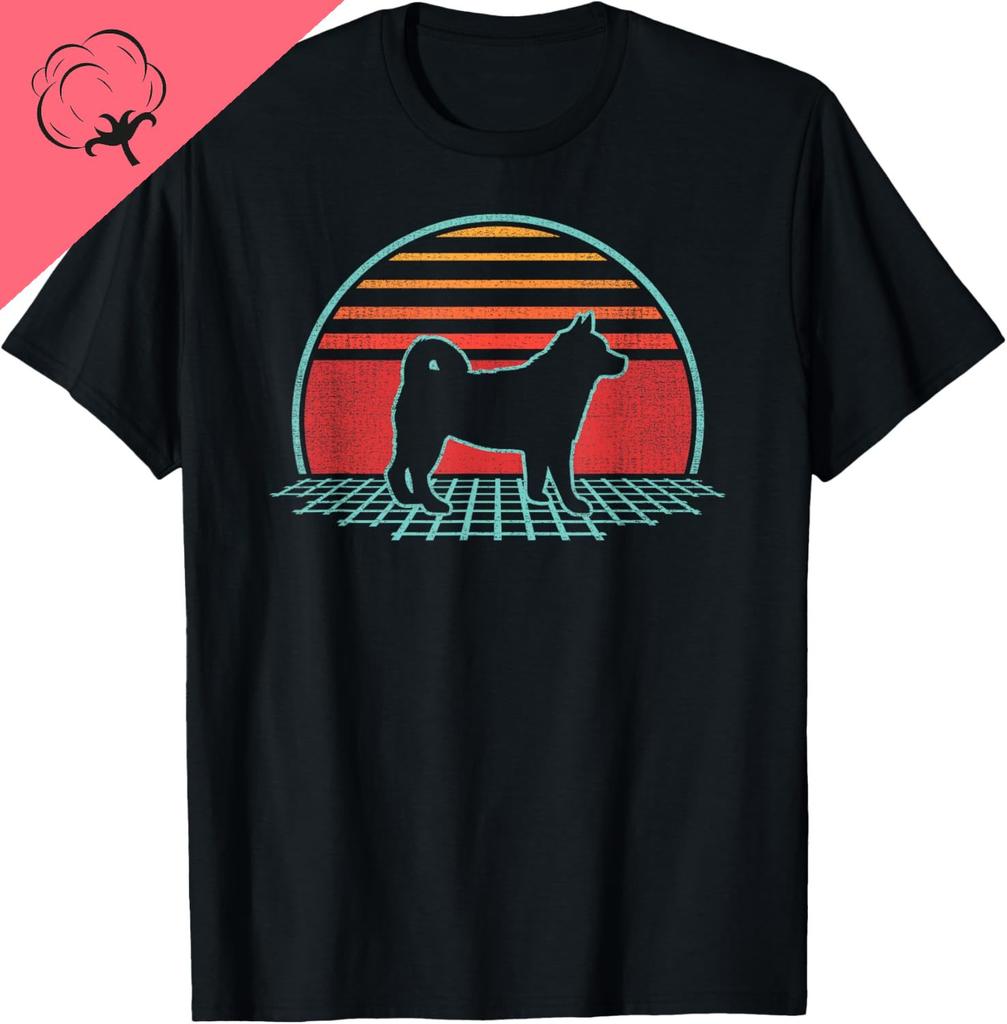 Shiba Inu Retro Vintage 80s Style Dog Lover Gift Short Sleeve Breathable and Comfortable Vintage T Shirt Camisas Streetwear