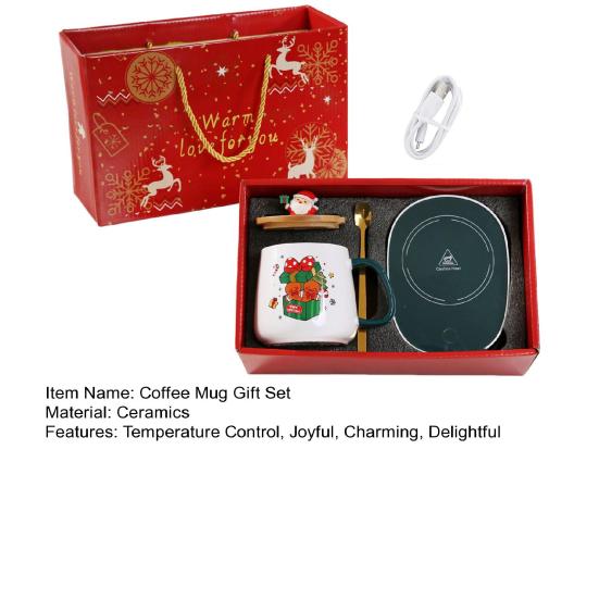 Coffee Cup Warmer with Mug Set Electric Heated Coffee Warmer Ceramic Coffee Mug Set for Coffee Tea Water Milk Coco Christmas Gifts for Coffee Lovers