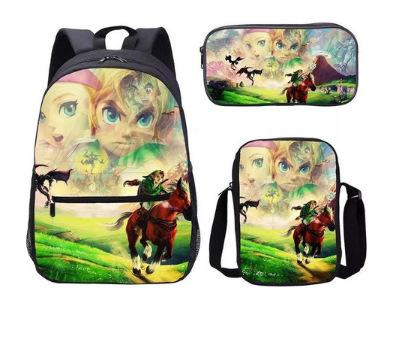 Backpack Fashion Polyester Student Schoolbag Oxford Cloth Cartoon Children'S Backpack Satchel Pencil Case Set