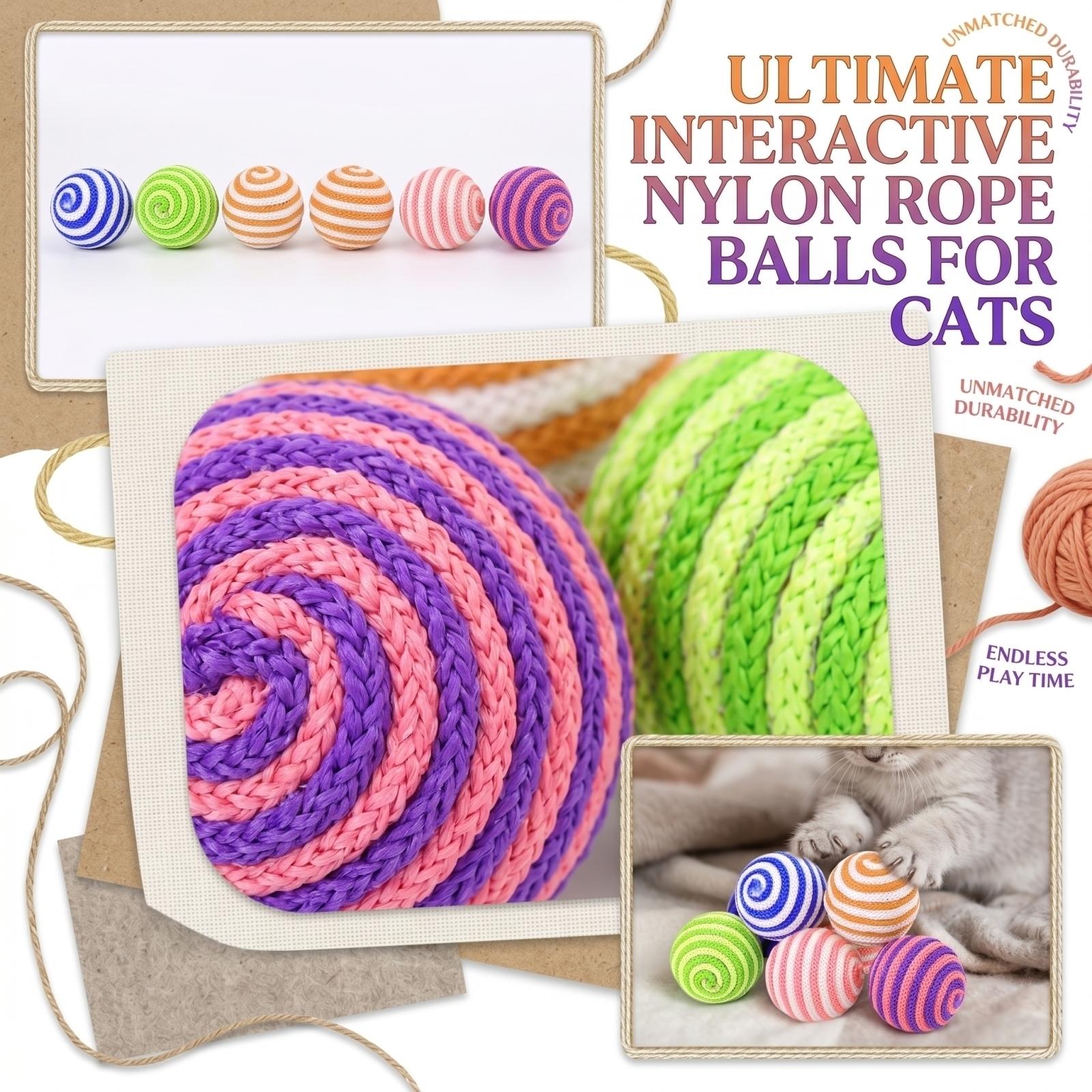 

Durable Nylon Spiral Ball Toy Set for Interactive Play Lightweight Textured Surface Indoor Outdoor Use Pets and Kids One Size