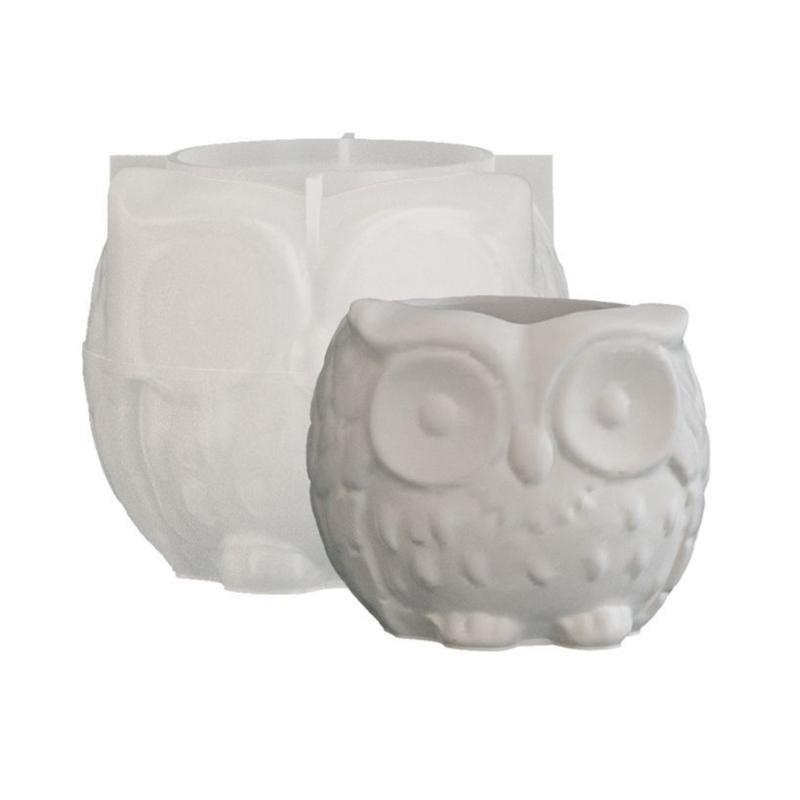 Flexible Silicone Owl Mold For Resin Crafts Candle Holder And Decorative Container Succulent Planter