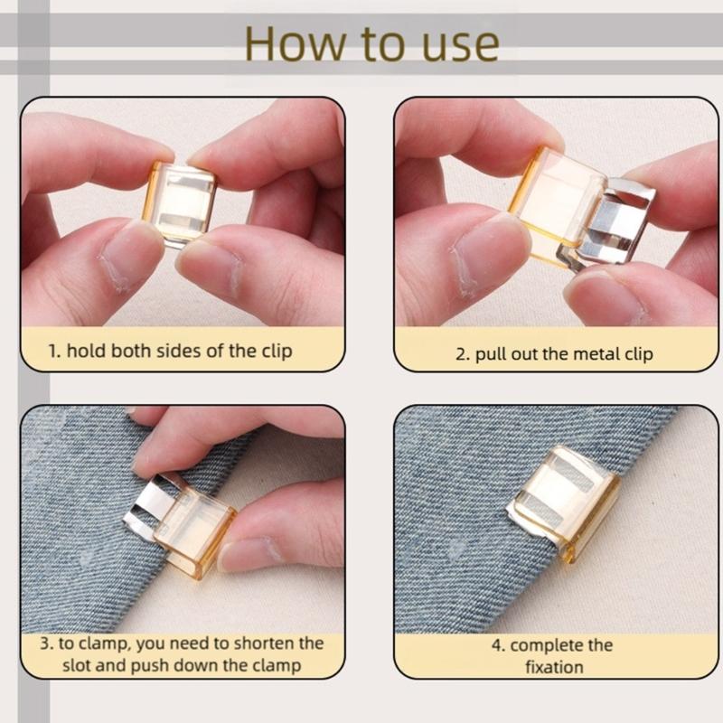 10Pieces Invisible Anti Dragging Clips Easy Adjustable Hem Tool Plastic Alloy Texture Suitable for All Sizes Pants