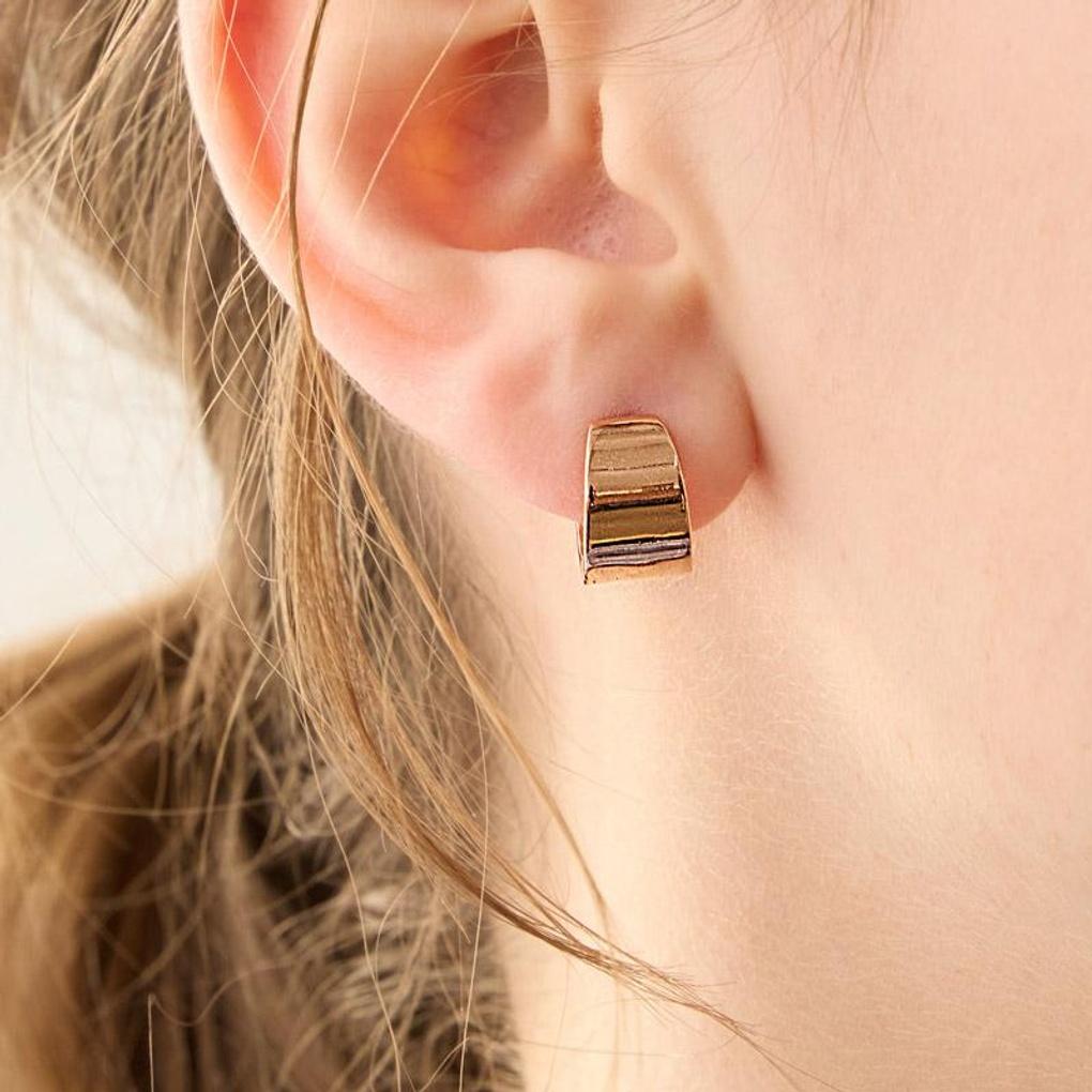 [LsSHOP] 14K Flat Point Ring Earrings (Gold Plated)_LJ0770BRE