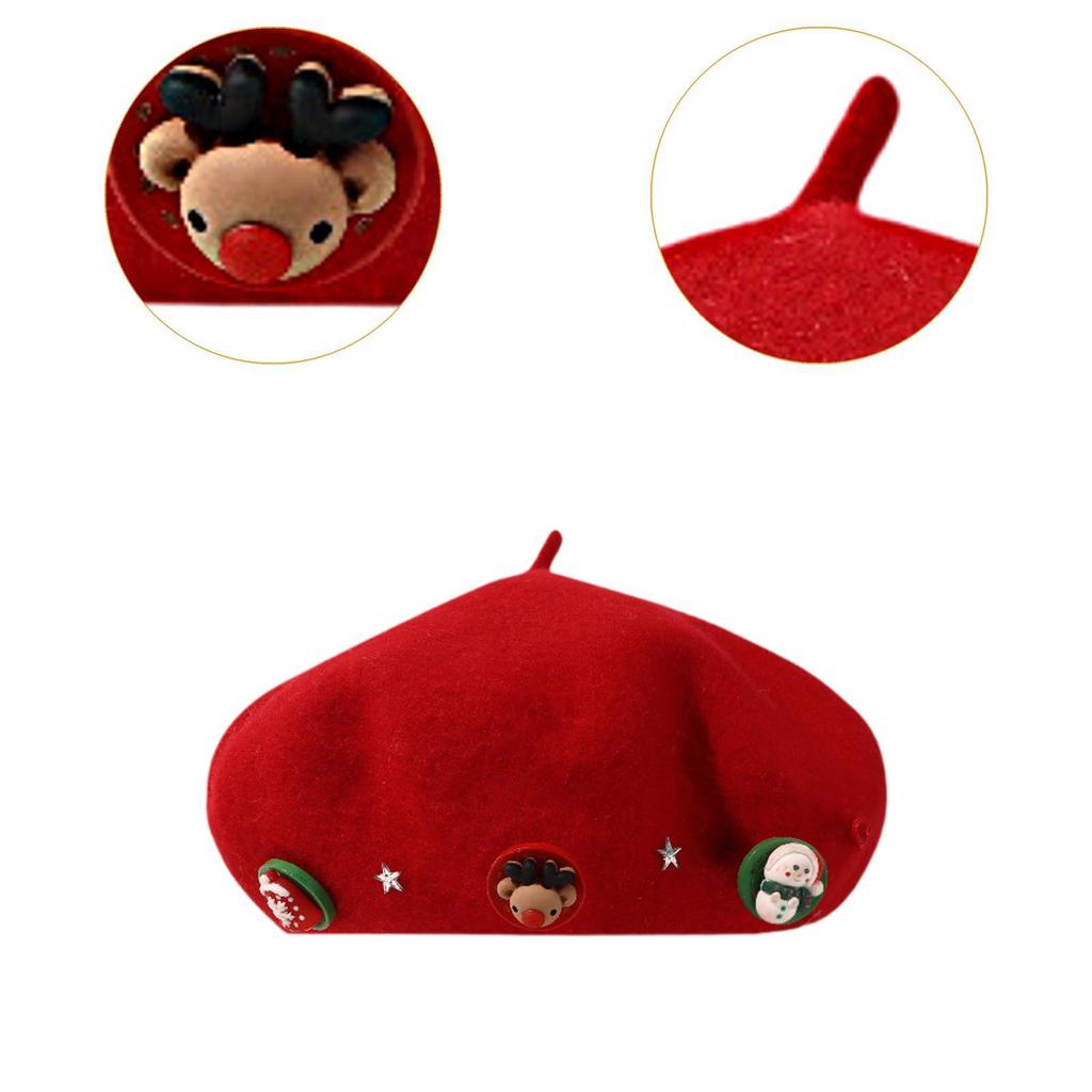 Christmas Beret Cap Women Men Beanie Beret for Holiday Birthday Gift Party