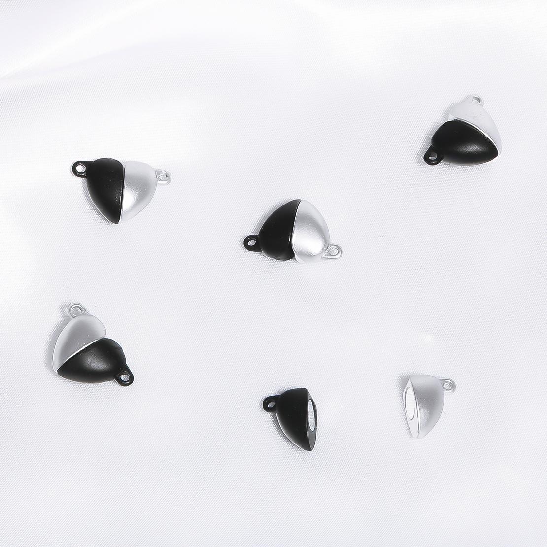 

3 пары сплава персиковое сердце магнитная пряжка магнитные застежки-лобстеры для DIY ожерелье браслет аксессуары 16x11mm серебряный/чёрный