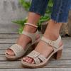 2025 New Foreign Trade One-word with Wedge Heel Sandals Women's Shoes Large Size Fish Mouth Wedge Heel Platform Sandals