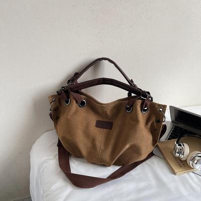 Japanese Retro Canvas Tote: Women's Large-Capacity Handbag for Lazy Commute & Workwear - Crossbody & Shoulder Bag