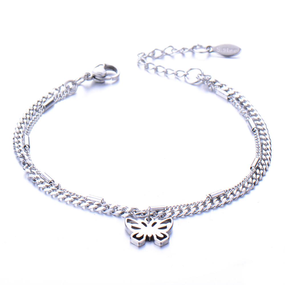 European and American simple personalized bell double-layer titanium steel bracelet spot men and women couple jewelry women's trend fashion jewelry