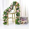 220CM Artificial Rose Flower Garland 16 Head UV Resistant Realistic Faux Flower Rattan Vine Wedding Party Hanging Simulation Bloom Decoration