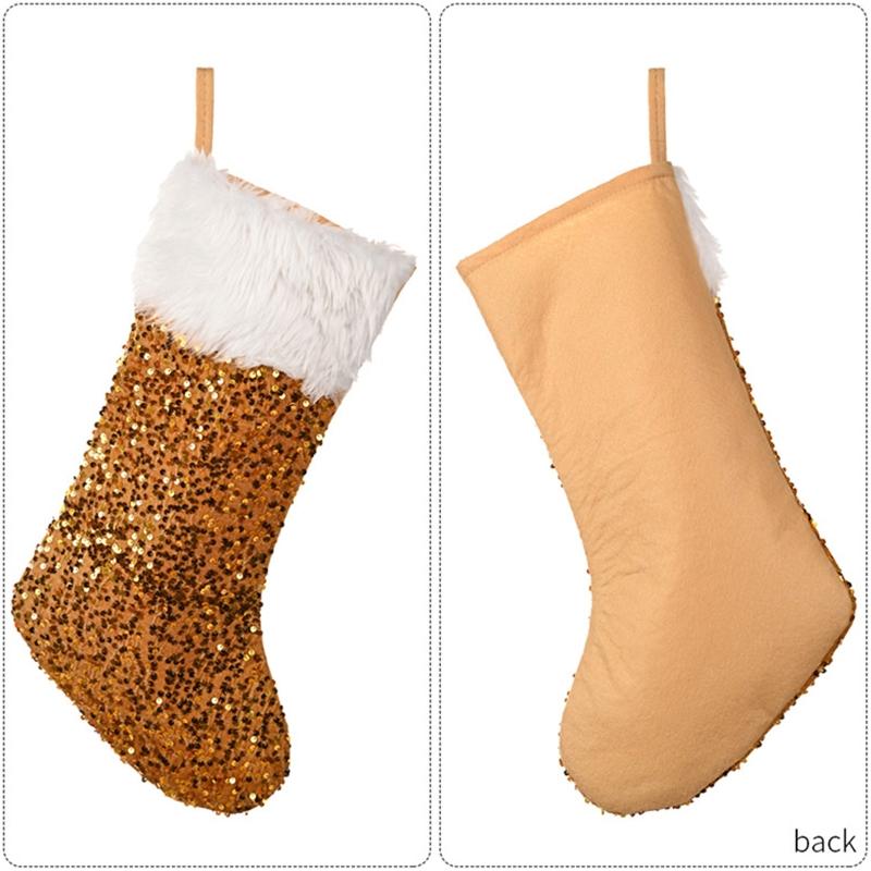Sparkling Sequin Xmas Sock Sack Gift Bag for Tree Decoration Christmas Ornament