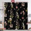 2PC Home Decoration Curtains With Black Background Flowers And Rod Pocket Curtains, Kitchen, Coffee Shop, Living Room, Balcony