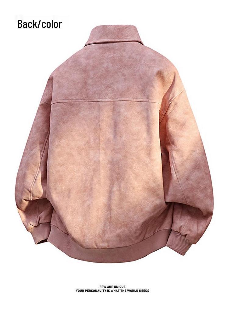 Pánská retro bunda z PU kůže s fleecovou podšívkou - Teplá, Trendy, Zesílená, Stylová, Univerzální, Velké velikosti