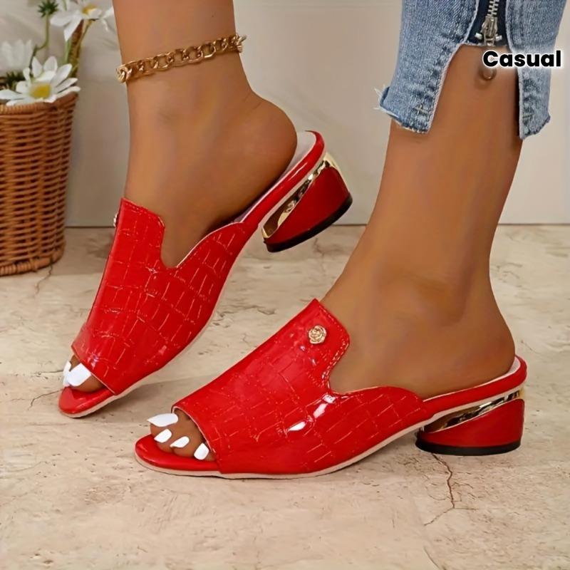 [Crocodile Sandals] Black Faux Crocodile Pattern Wedge Sandals | Women's Peep Toe with Golden Accent, Casual Slip-On Heels for All Seasons