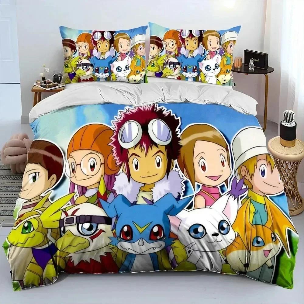 Luxury New 3D Print Anime Digimon Adventure Monster Bedding Set Duvet Cover Bed Set Quilt Cover Pillowcase Queen Size Boys Adult