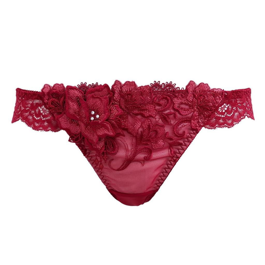 Himico 025 Series Back Lace Lingerie T-Back Panties, Thongs, Tanga, M/L, (RE-Red, M)