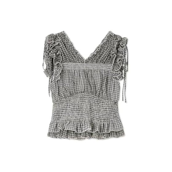 [Sneider] Ruched Ruffle Blouse SWFB252102 Women s