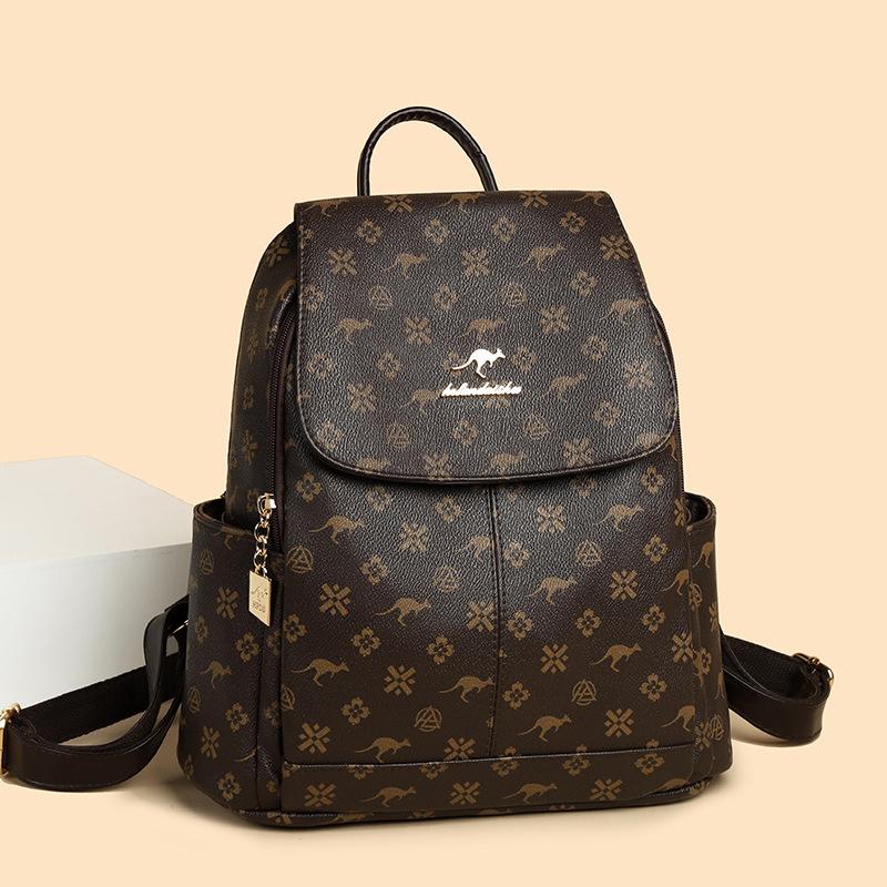 Schoolbag1011 Textured Alphabet Women's Backpack Classic Fashion Casual Backpack Korean Version Large Capacity Retro Trend School Bag