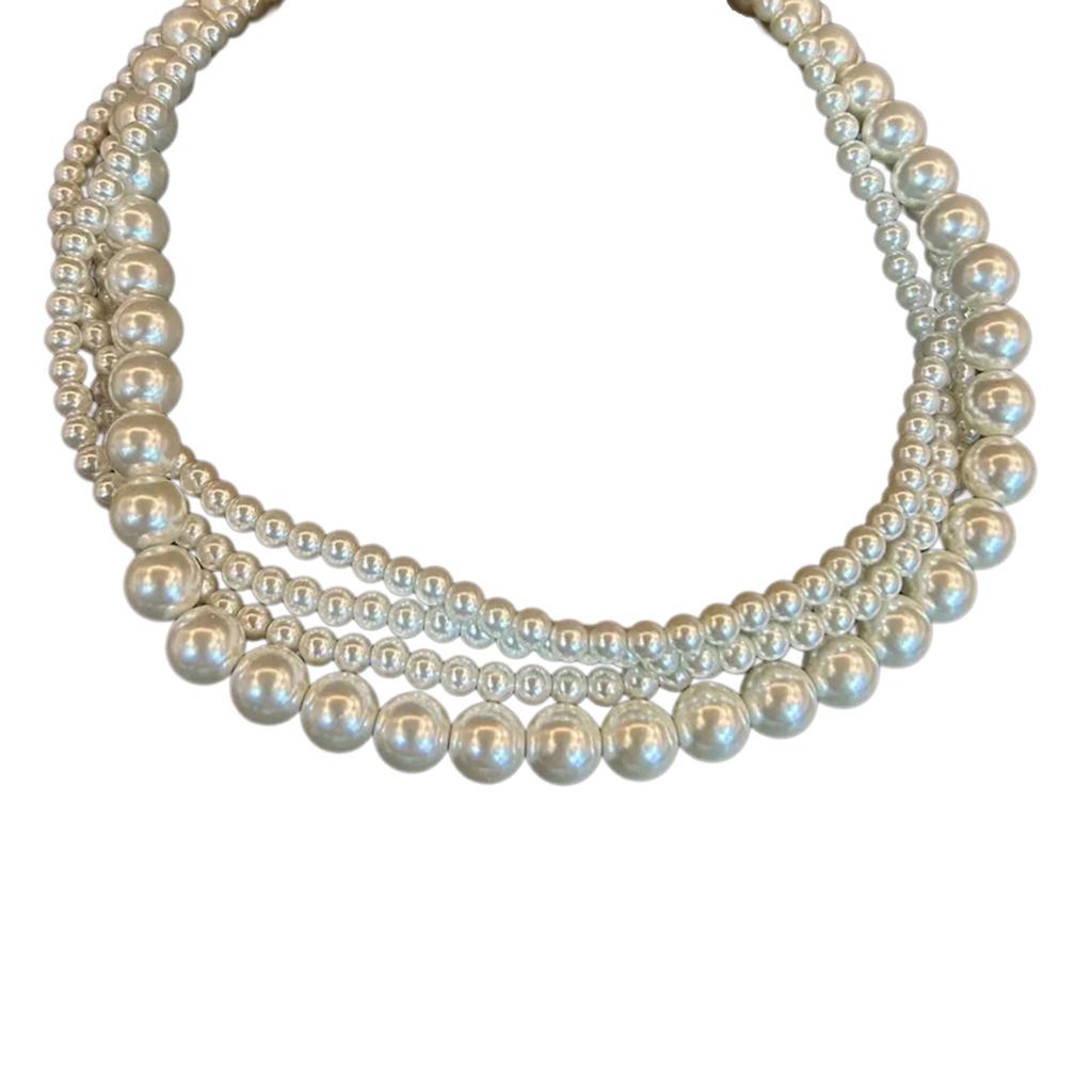 Bijoux Élégants Collier Multicouche Collier de Perles Gracieuses Chaînes de Cou Perlées pour Soirées et Célébrations