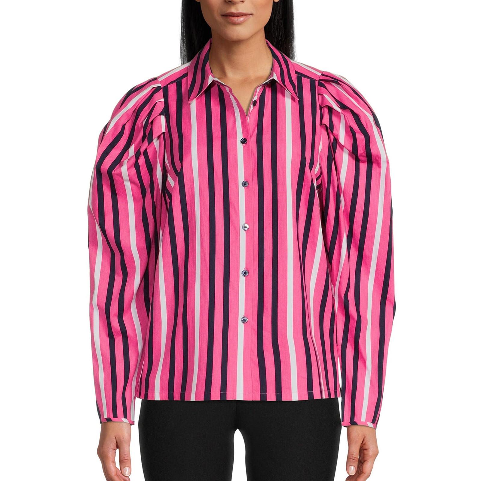 

Wiwilys Women s Striped Printed Shirt Long-sleeved Loose Casual Shirt