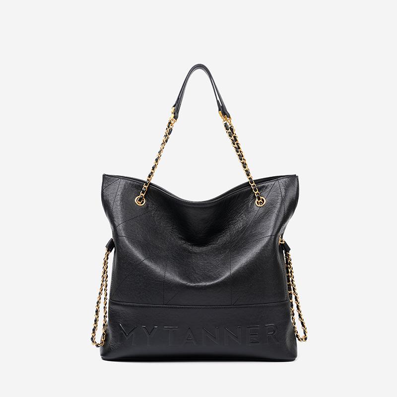 Erste Schicht Rindsleder-Tragetasche, große Kapazität, Damen-Rautenketten-Eimerbeutel mit Premium-Gefühl, echtes Leder-Umhängetasche für Pendler, Computertasche