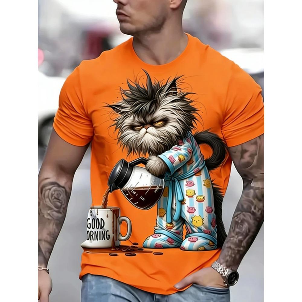 Summer Interesting Animal 3D Printed Men's T-shirt Loose Breathable Large Size Short Sleeved T-shirt
