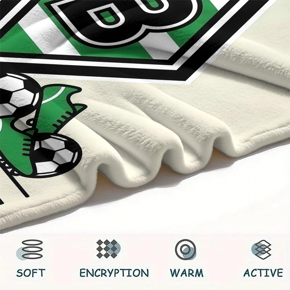Custom Name Borussia Mönchengladbach Flannel Blanket, High Quality Comfortable for All Seasons, Home Decor, Warmth and Comfort
