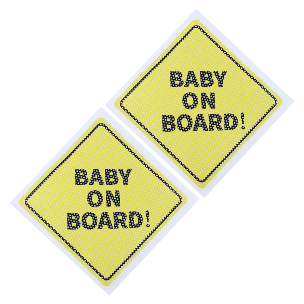 2pcs Baby on Board Car Stickers Reflective Night Visibility Vehicle Sticker Waterproof Vehicle Decal for Child Safety