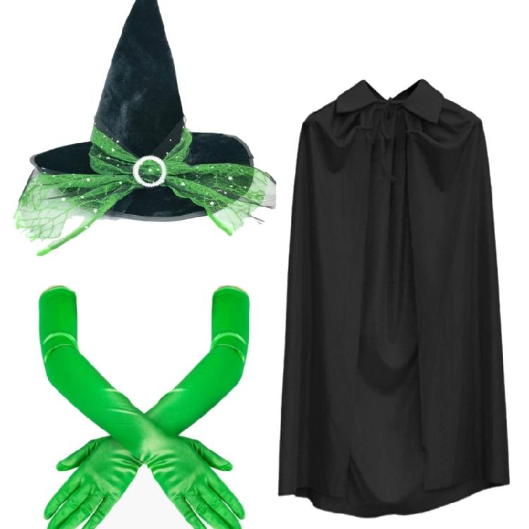 

Movie Witches Witch Costume Accessories Witches Hat Green Gloves Tights Pantyhose for Halloween Carnivals Party 3/4Pcs/Set