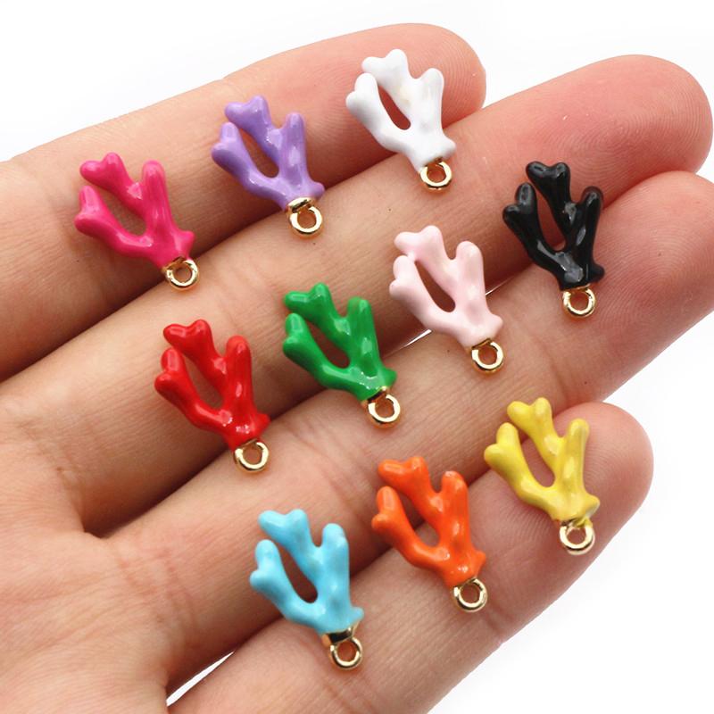 20pcs 16x10x5mm 3D Enamel Coral Charms Pendant Alloy Metal DIY Jewelry Making Accessories for Bracelet Earrings Necklace