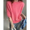 Rong Tai Women's Multi-color Cashmere Knit Top - Round Neck, Mid-Sleeve, Soft & Loose